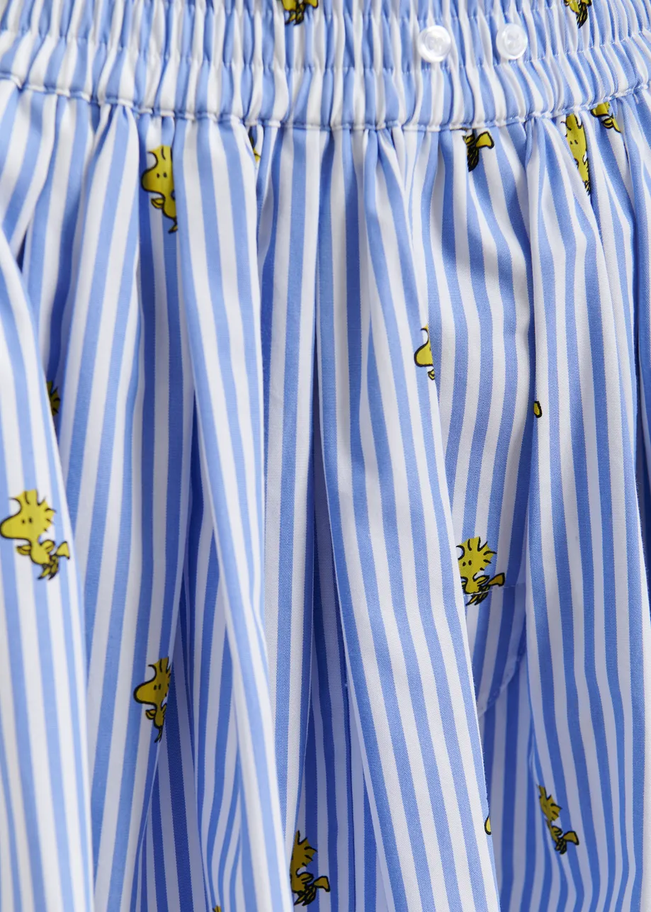 Light blue and white striped cotton shorts with yellow Peanuts™ print