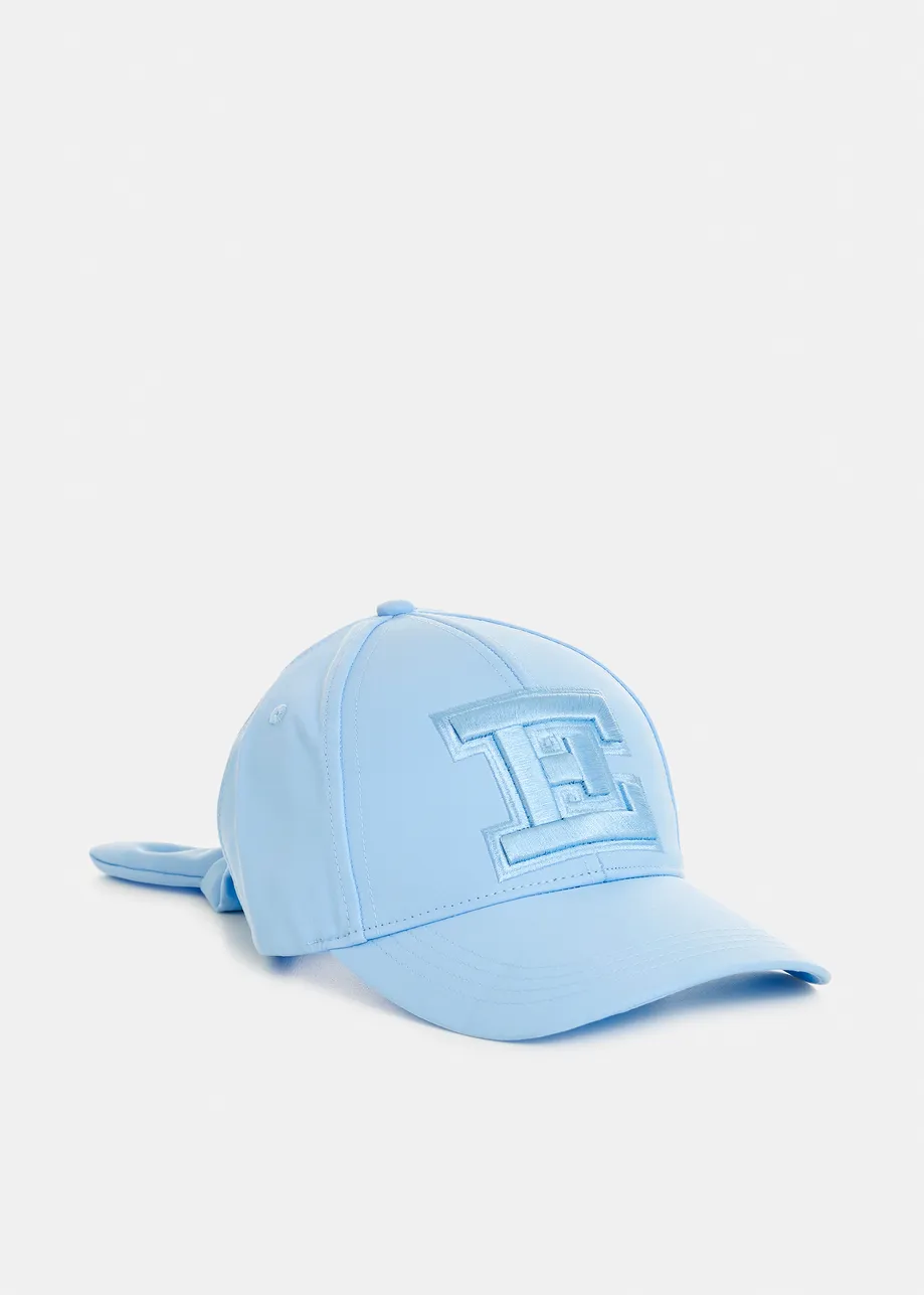Light blue embroidered baseball cap with bow fastening