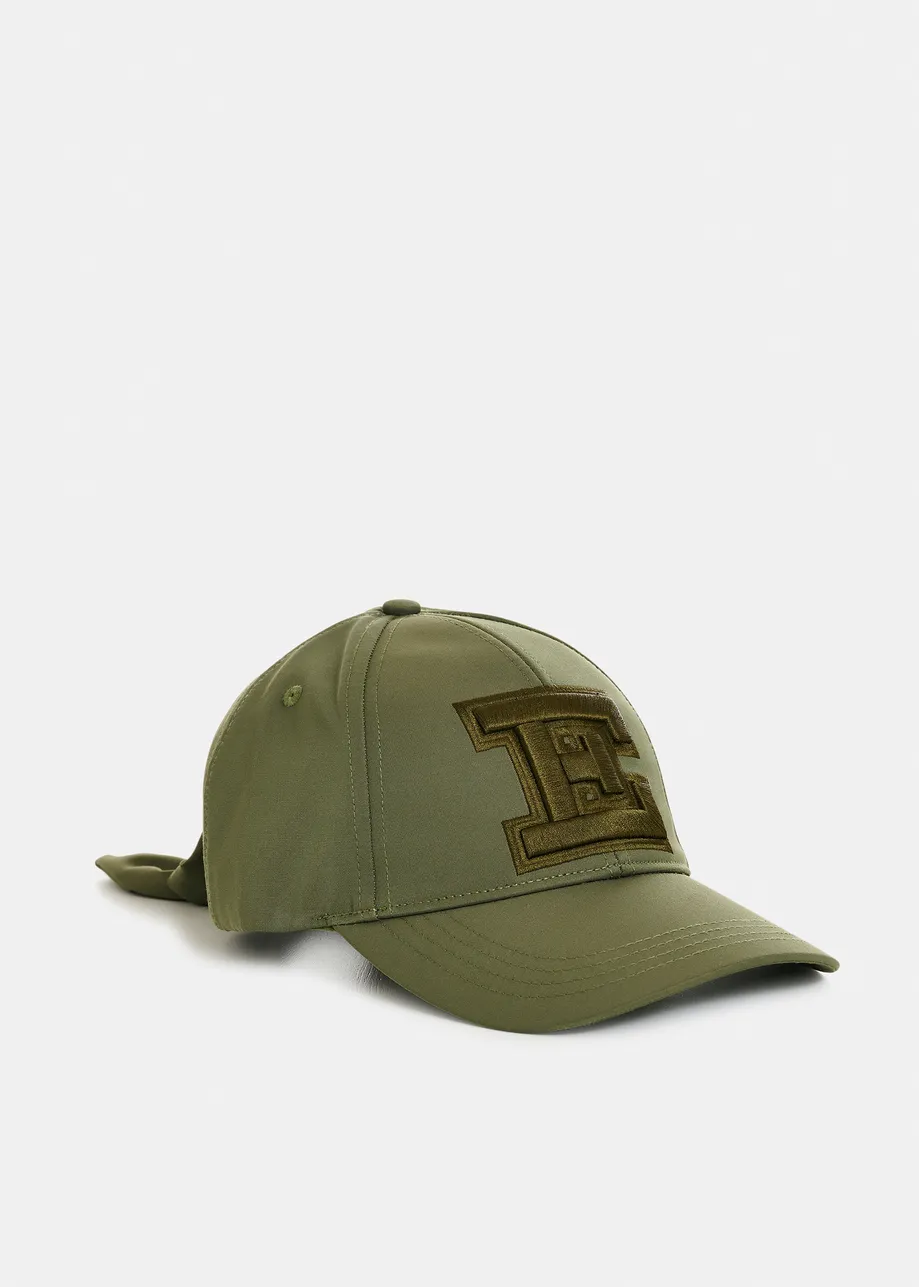 Casquette de baseball kaki avec E et nœud