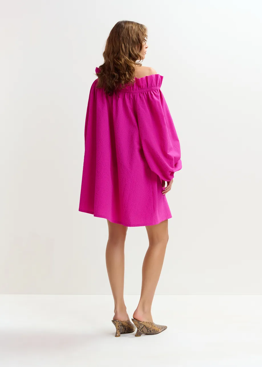 Minivestido con hombros descubiertos, rosa