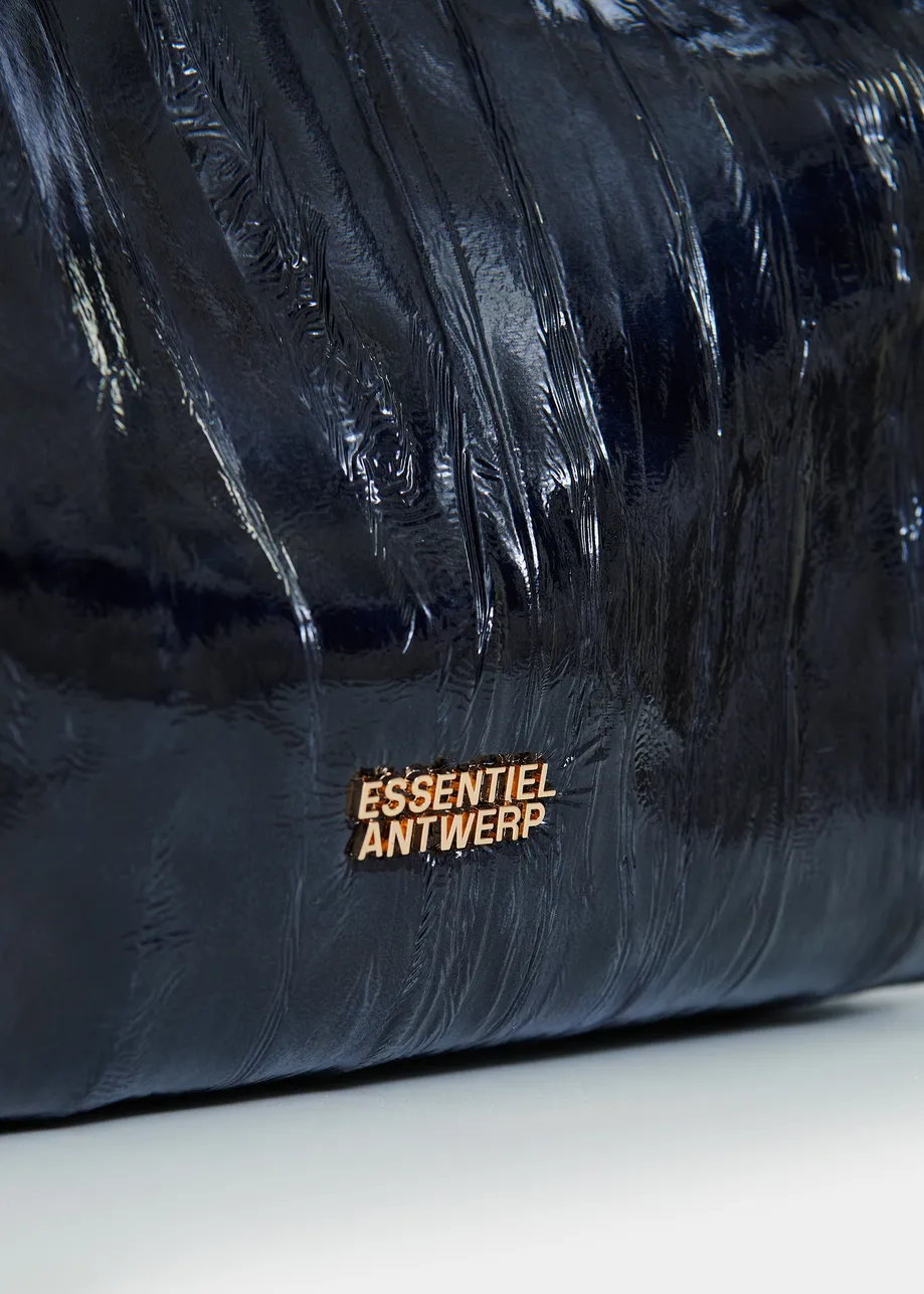 Marineblauwe shopper in craquelé met verwijderbare schouderriem