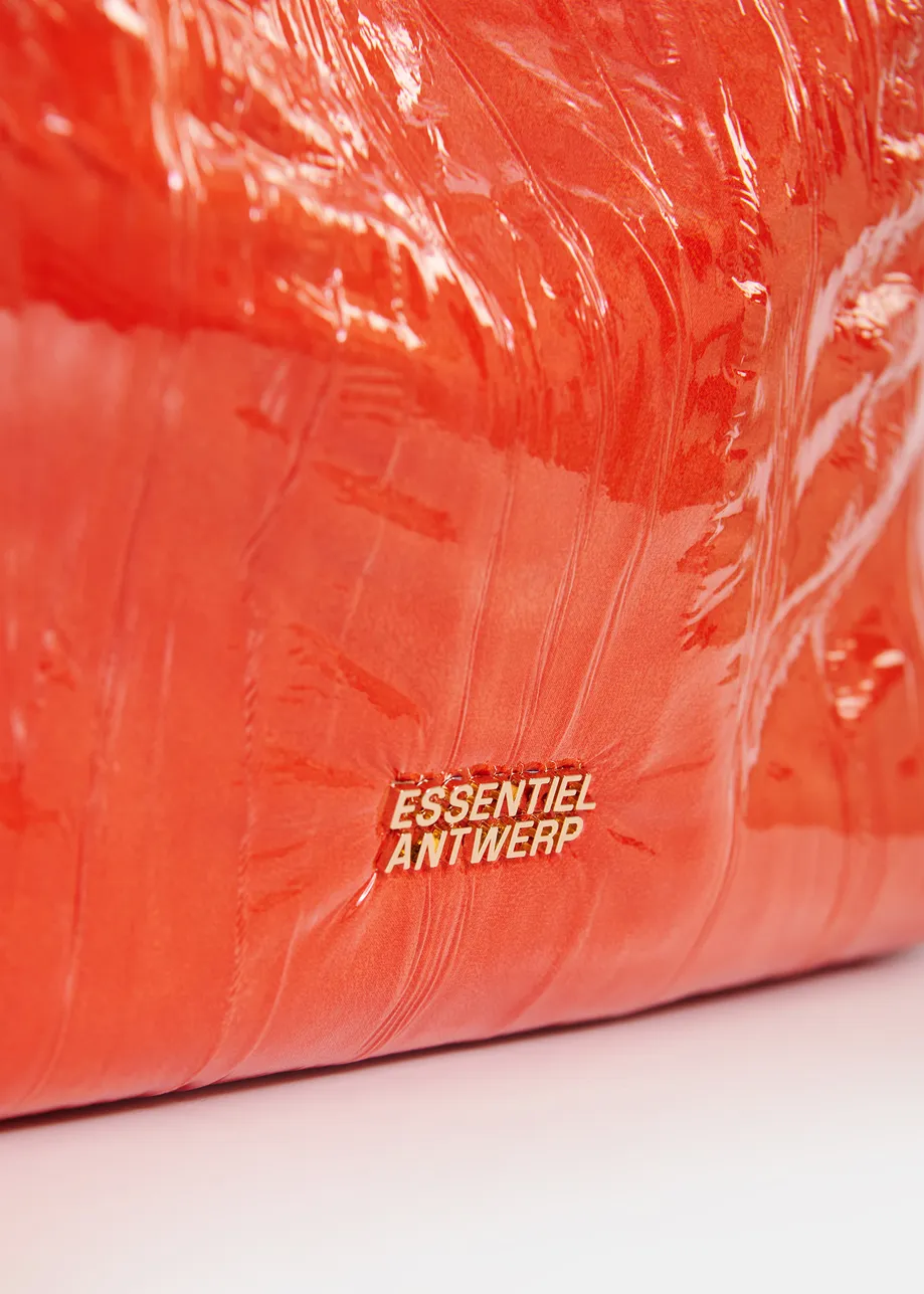 Oranje shopper in craquelé met verwijderbare schouderriem