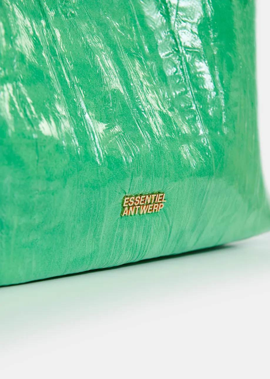 Groene shopper in craquelé met verwijderbare schouderriem