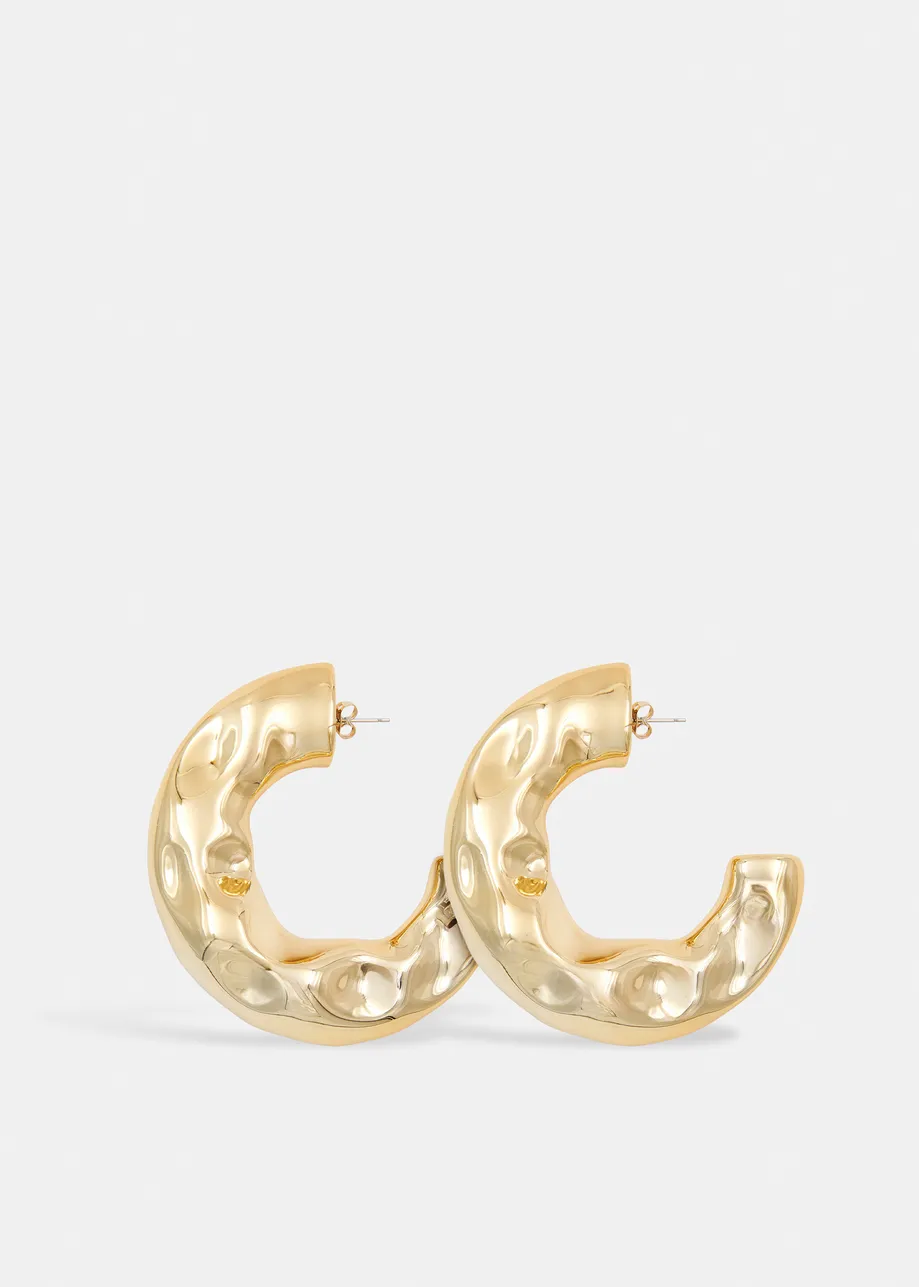 Gold-tone textured hoop earrings