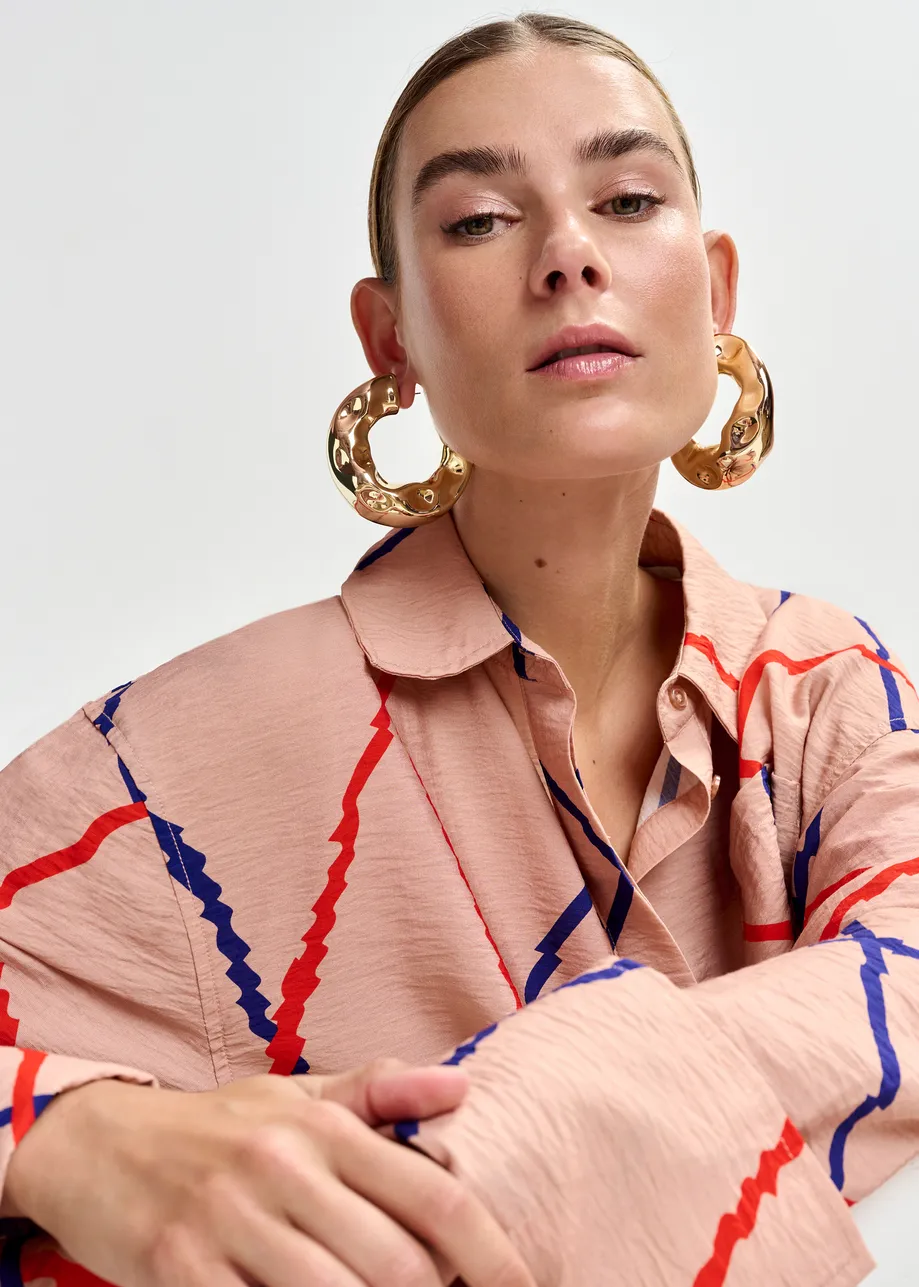 Gold-tone textured hoop earrings