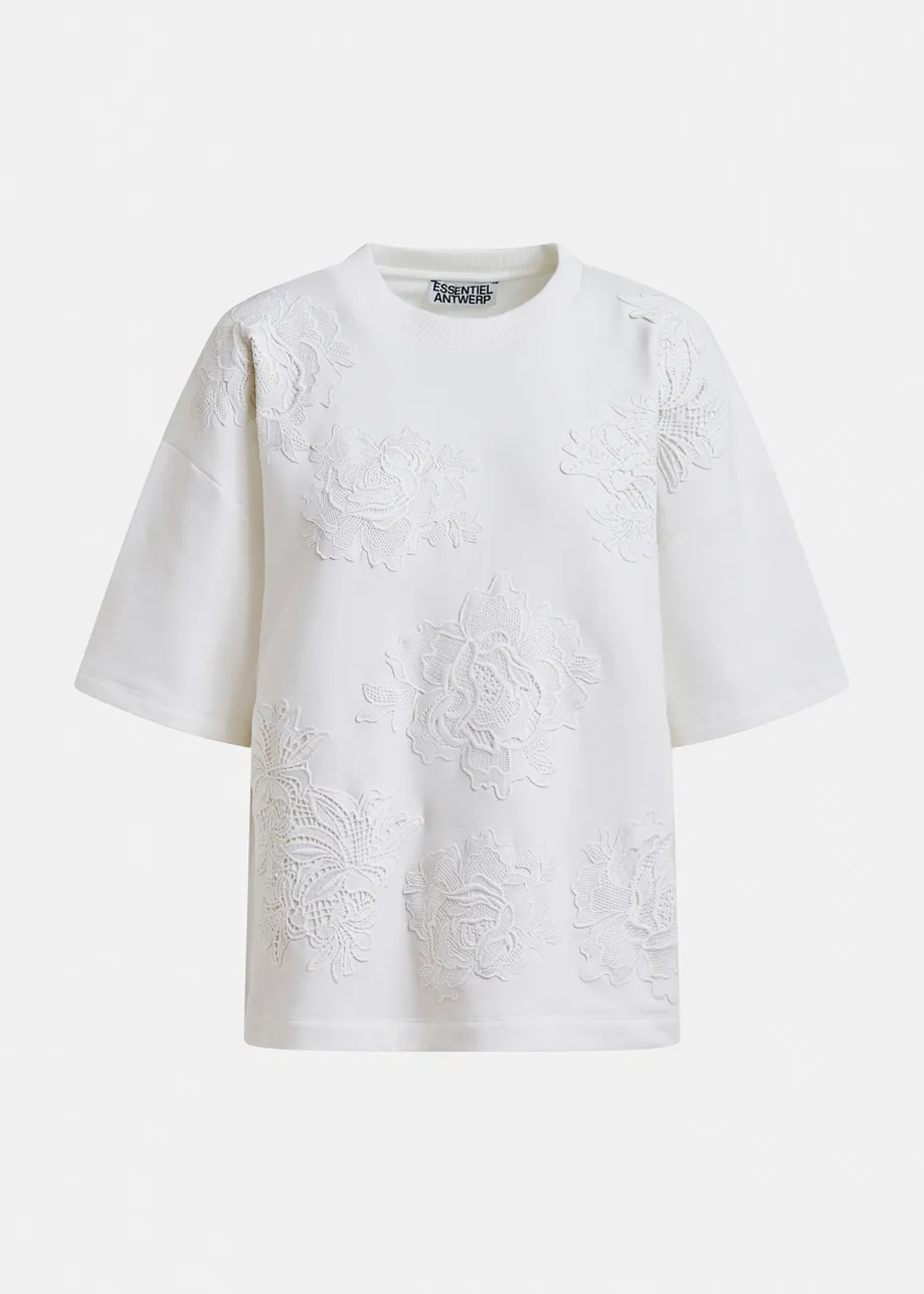 Off-white floral lace-embellished sweatshirt