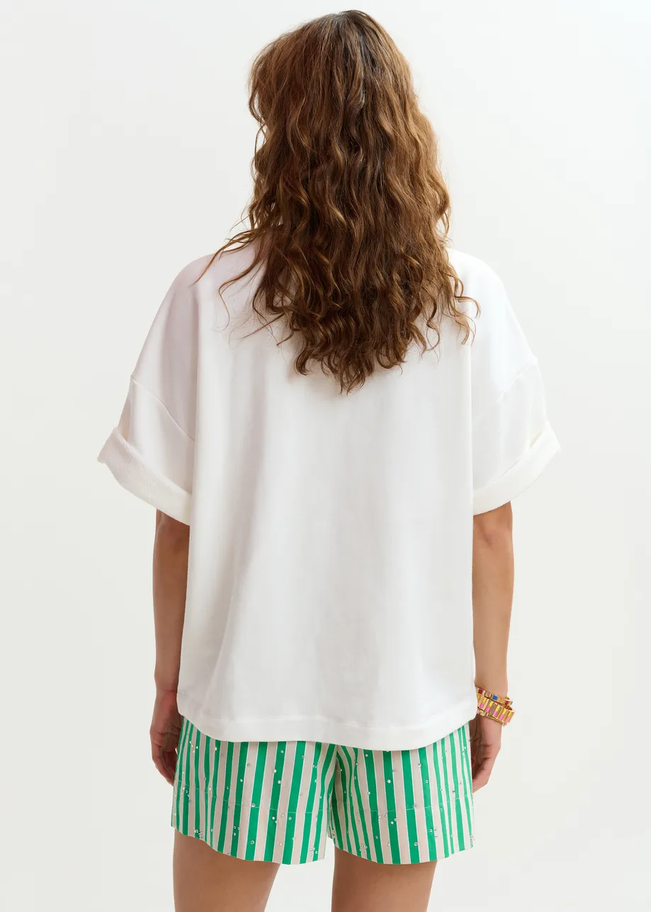 Off-white floral lace-embellished sweatshirt