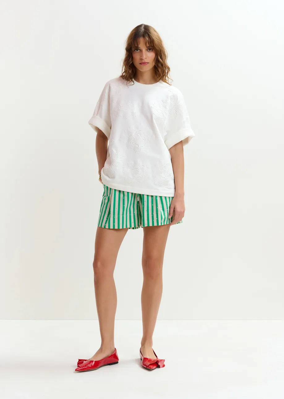 Off-white floral lace-embellished sweatshirt