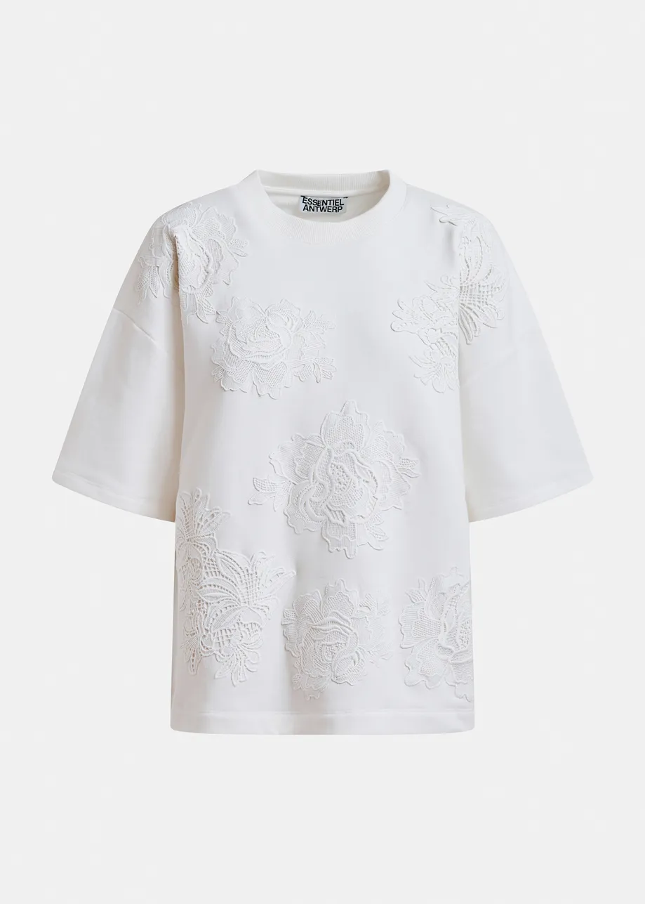 Off-white floral lace-embellished sweatshirt