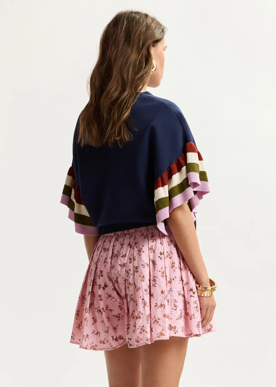 Shorts aus Baumwolle mit Blumenprint in Rosa und Braun