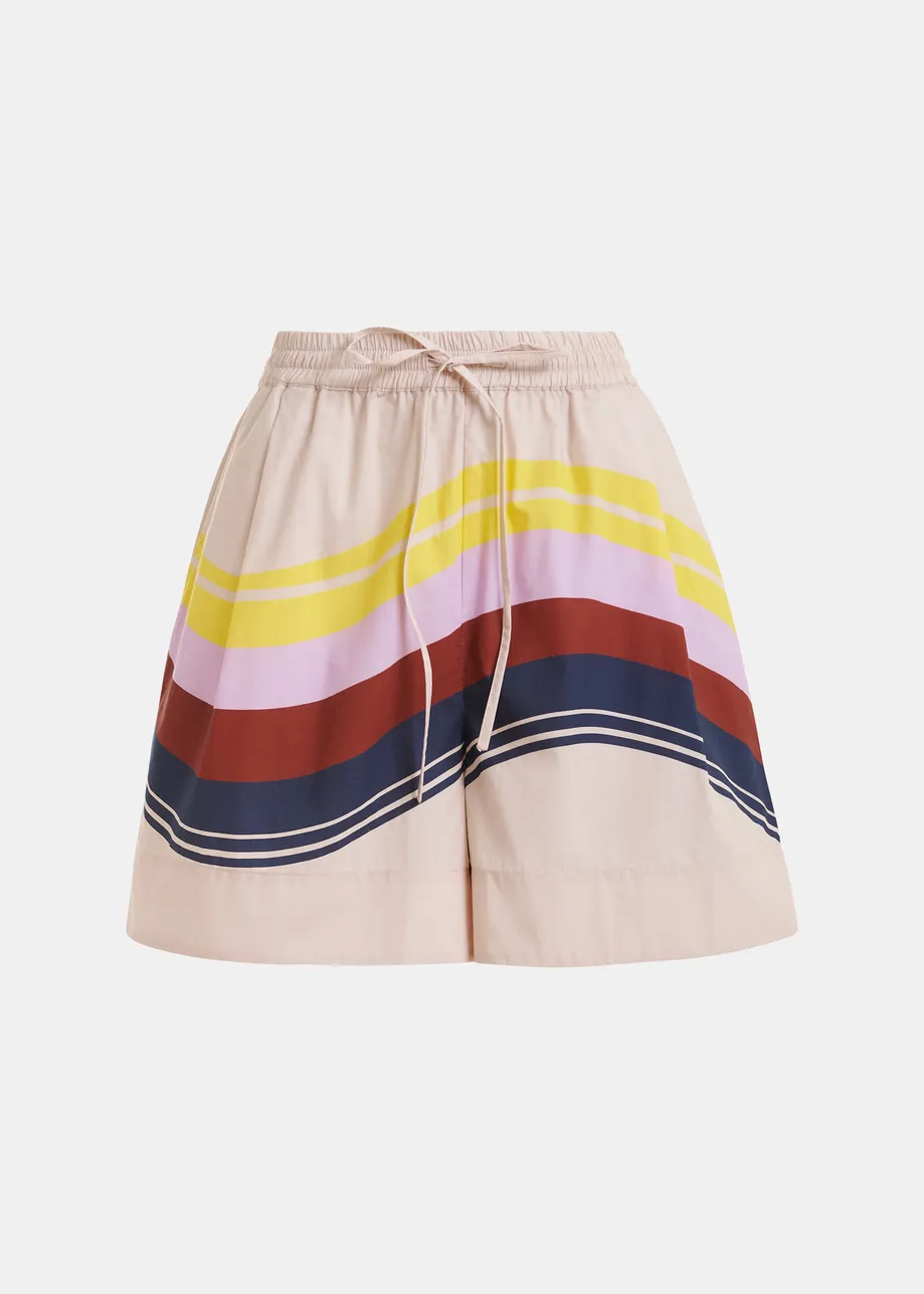 Crème en veelkleurige short met strepenprint