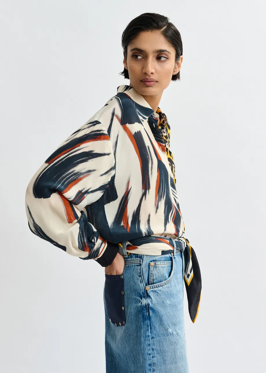 Multicolor shirt with two prints