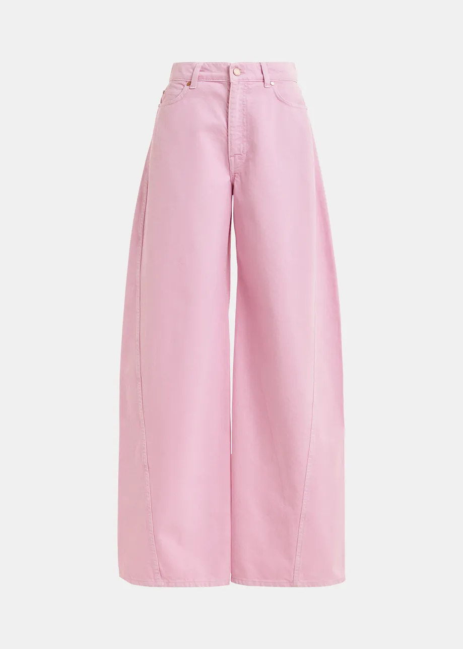 Roze jeans met barrelpijp