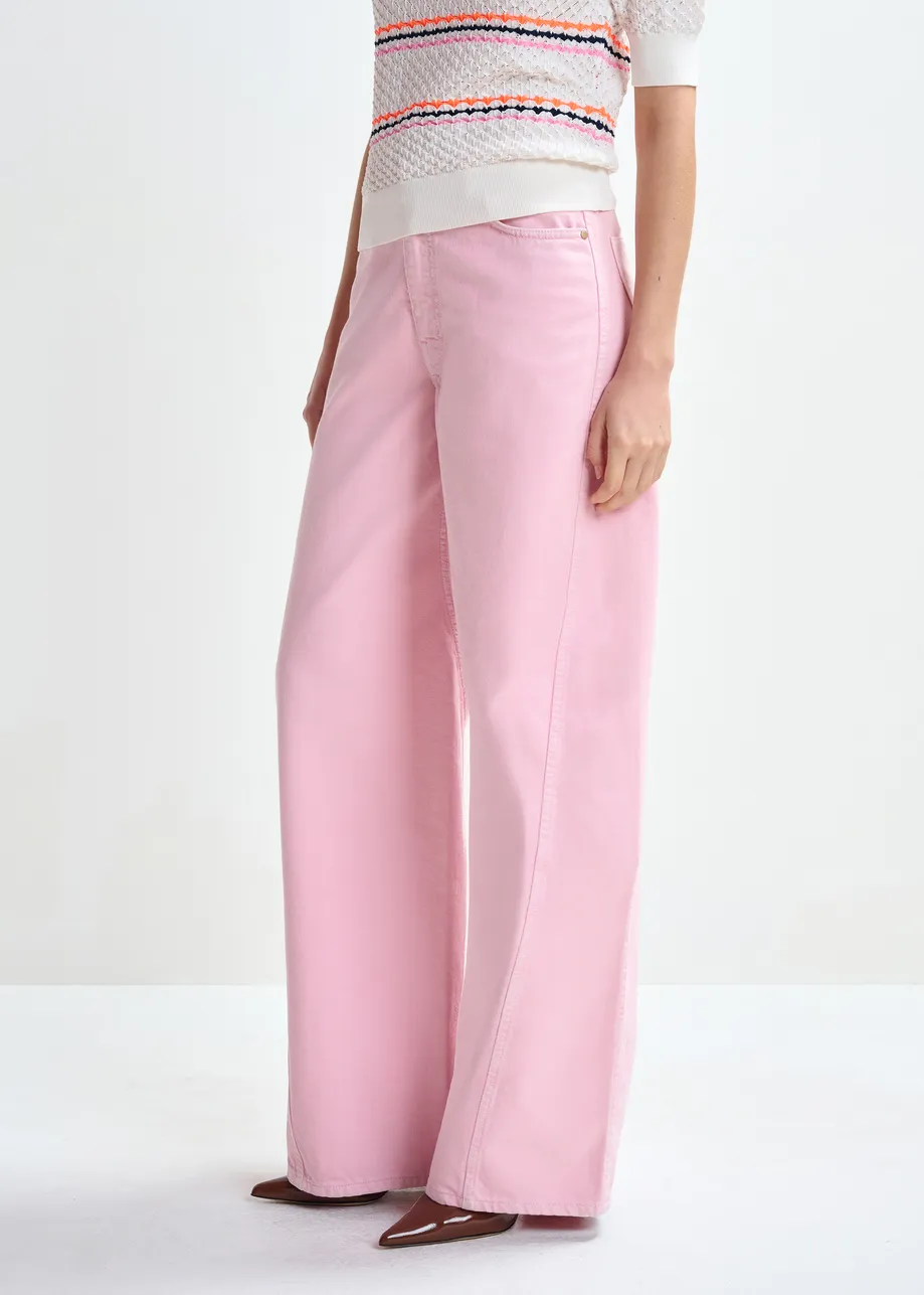 Roze jeans met barrelpijp