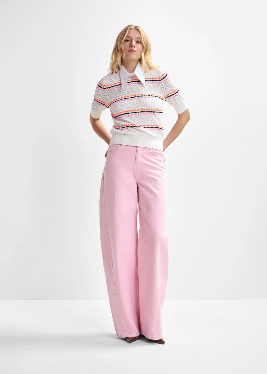 Pink barrel-leg jeans