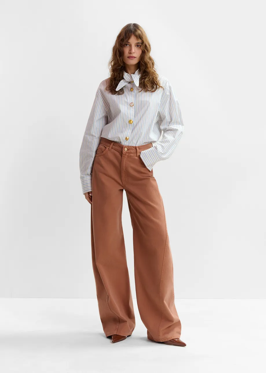 Brown barrel-leg jeans
