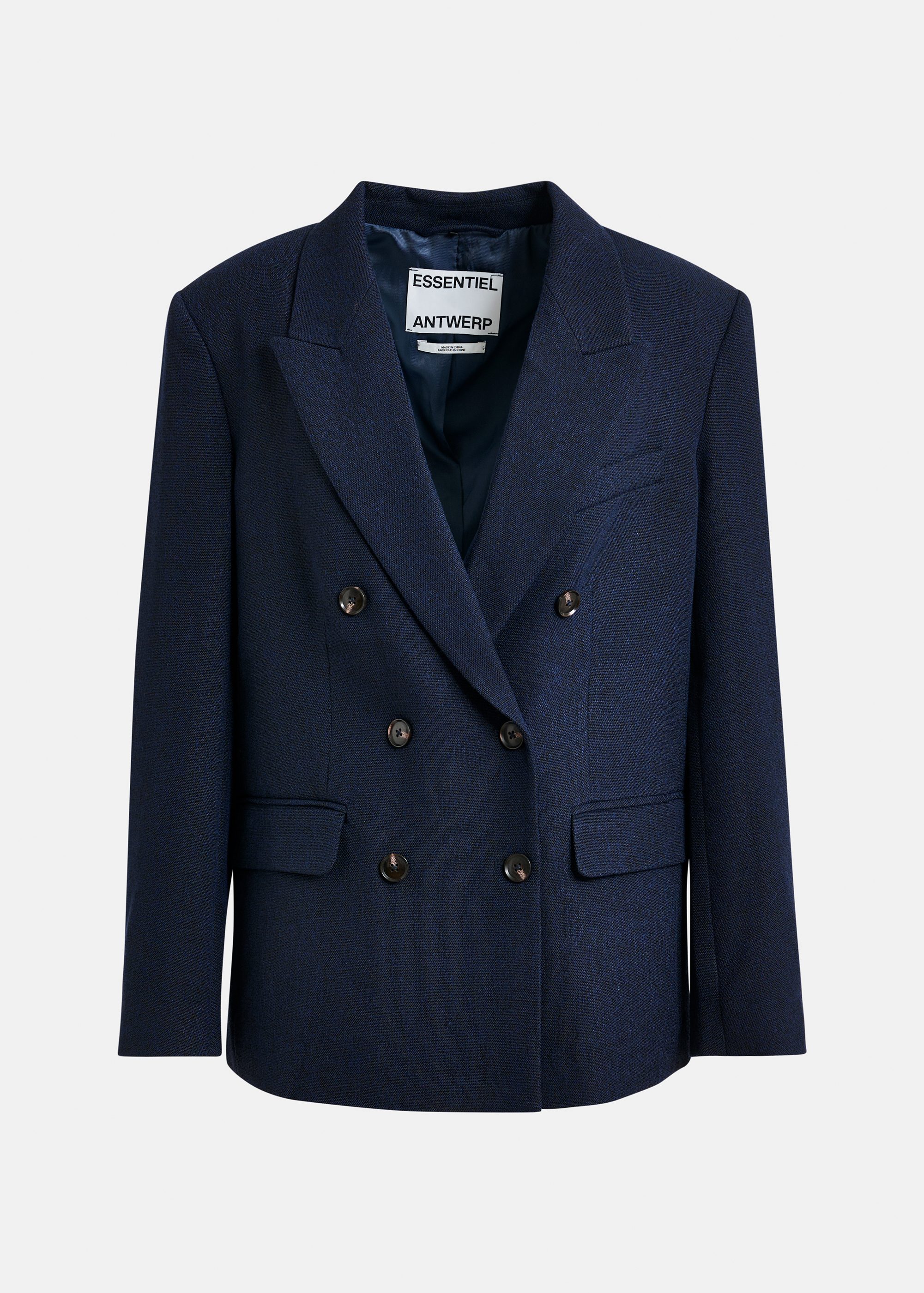 Navy double-breasted blazer | Essentiel Antwerp Europe
