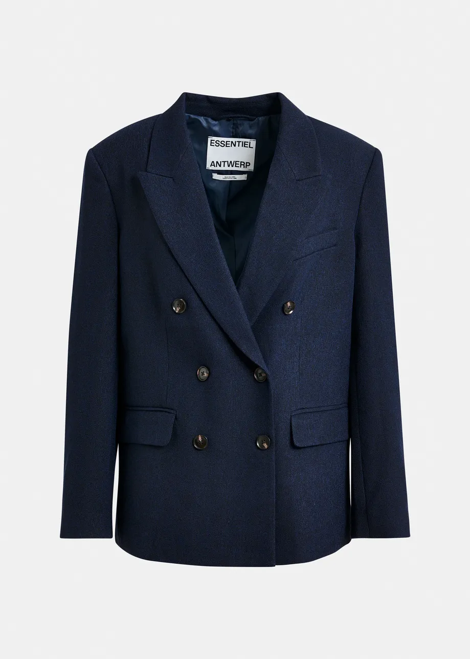Marineblauwe gekruiste blazer