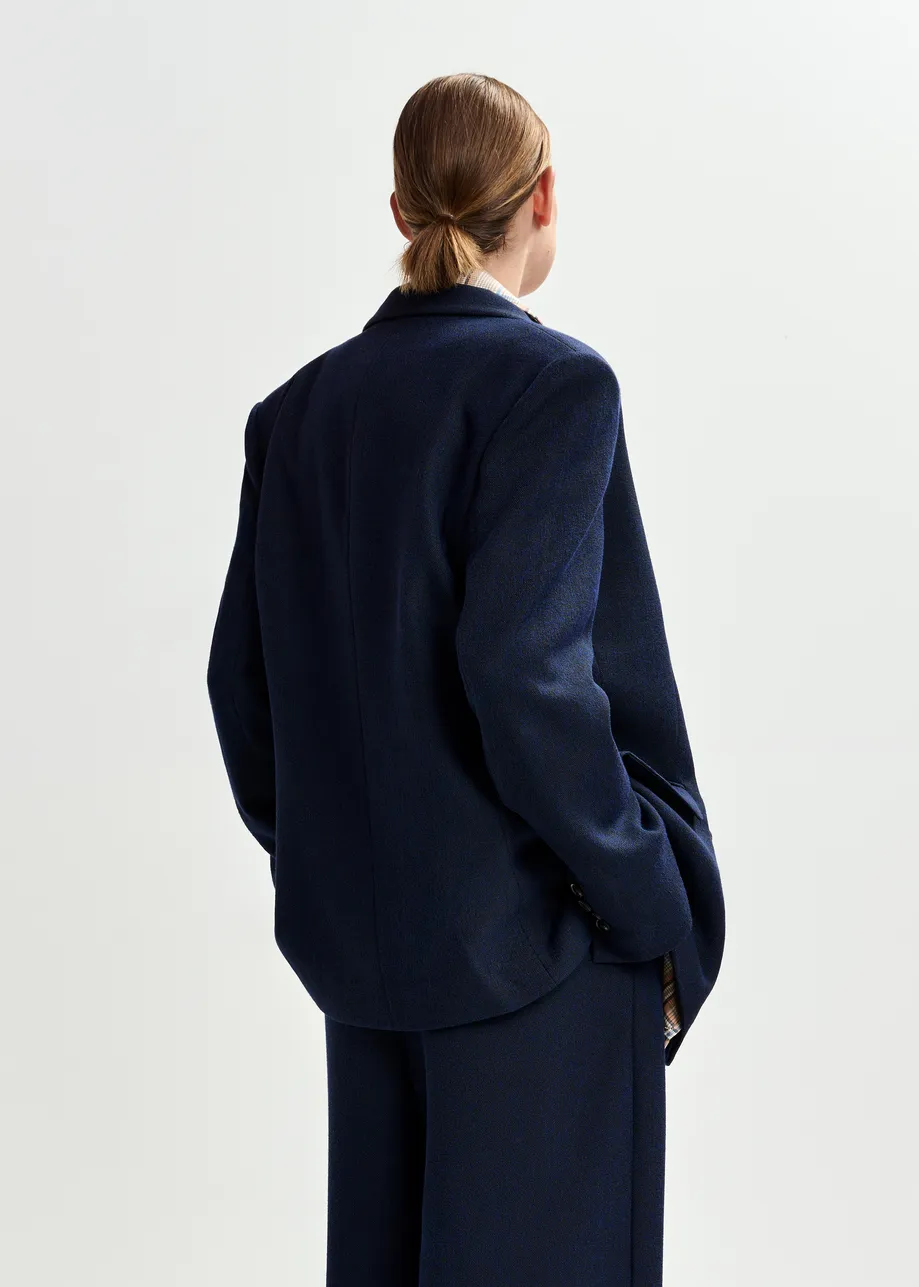 Marineblauwe gekruiste blazer