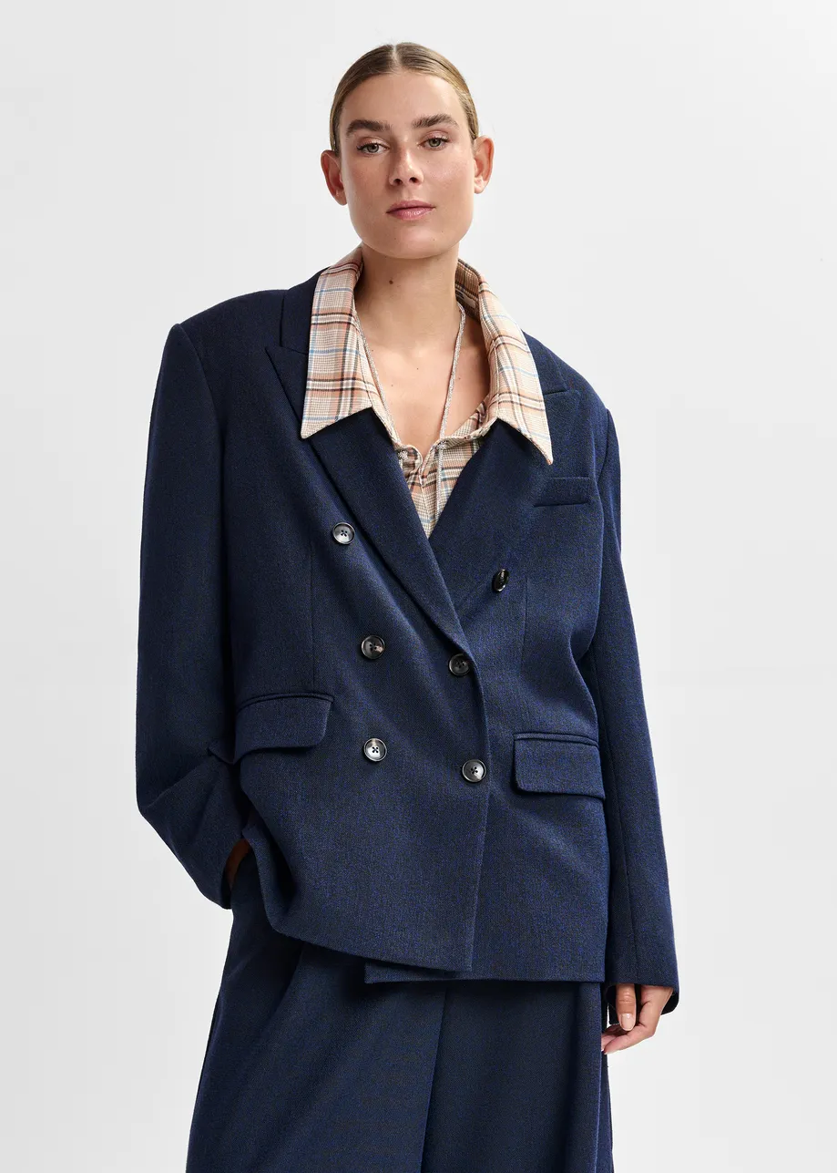 Navy double-breasted blazer