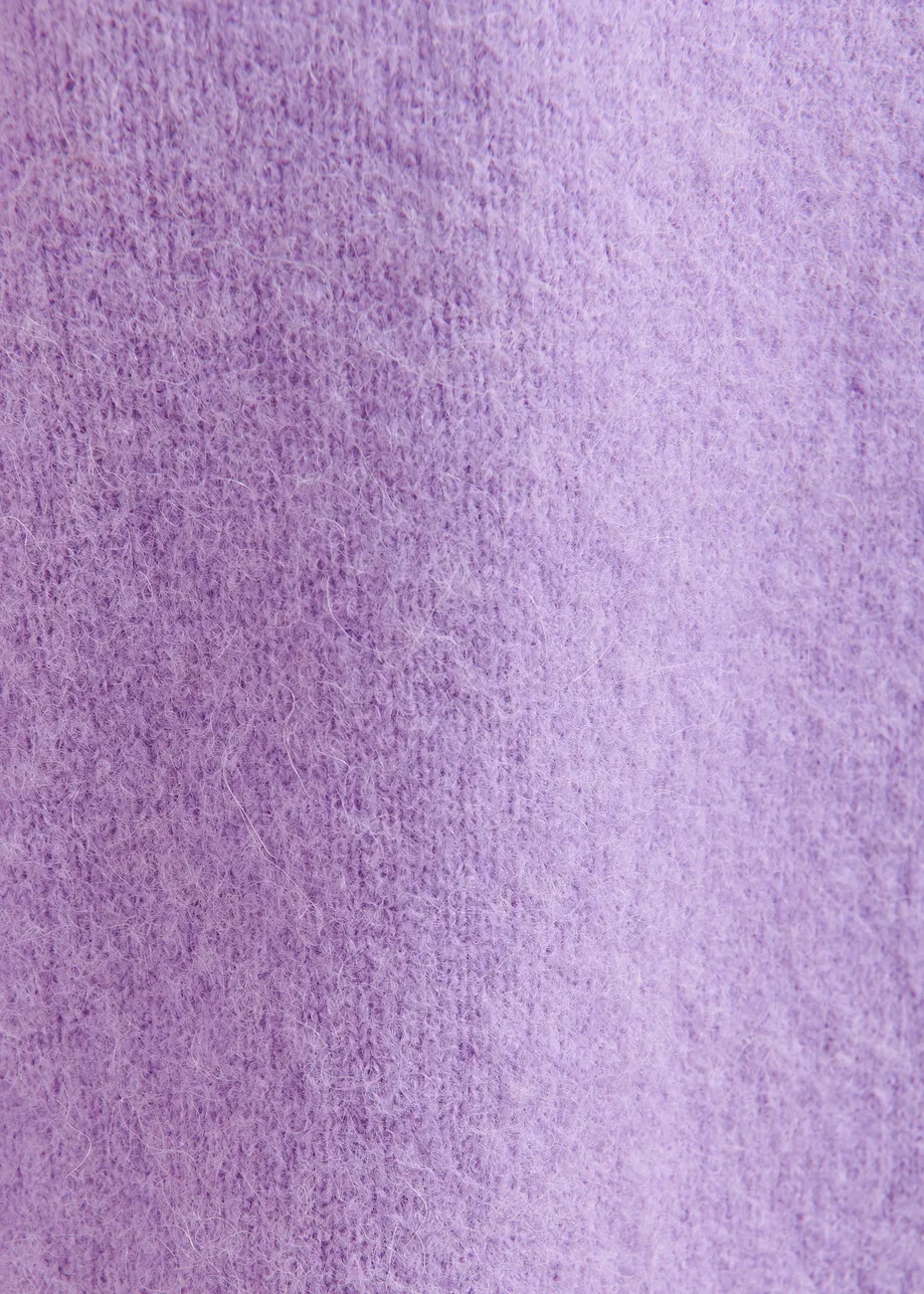 Paarse éénschoudertrui van alpacawolmix