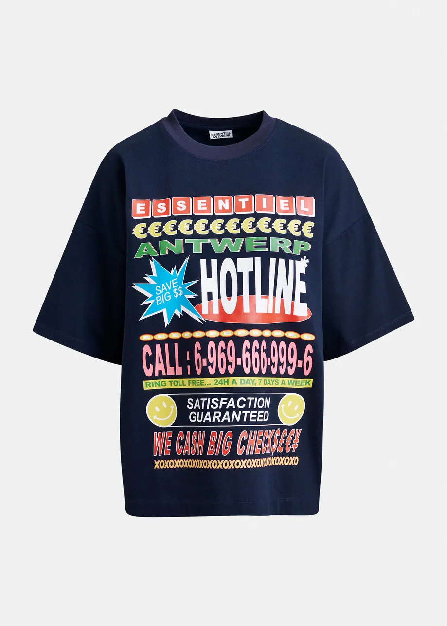 Black and multicolor oversized graphic cotton T-shirt