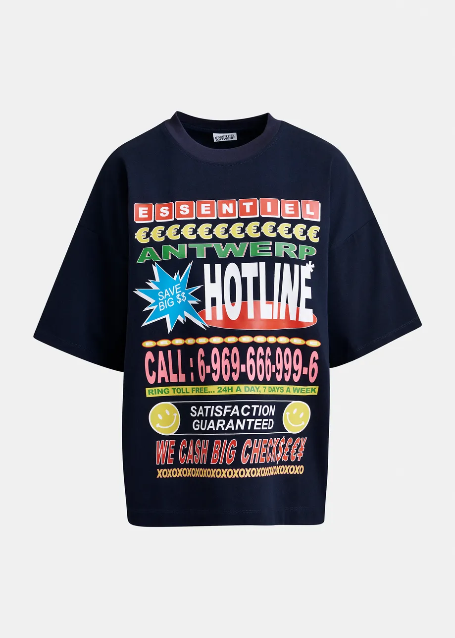 Black and multicolor oversized graphic cotton T-shirt