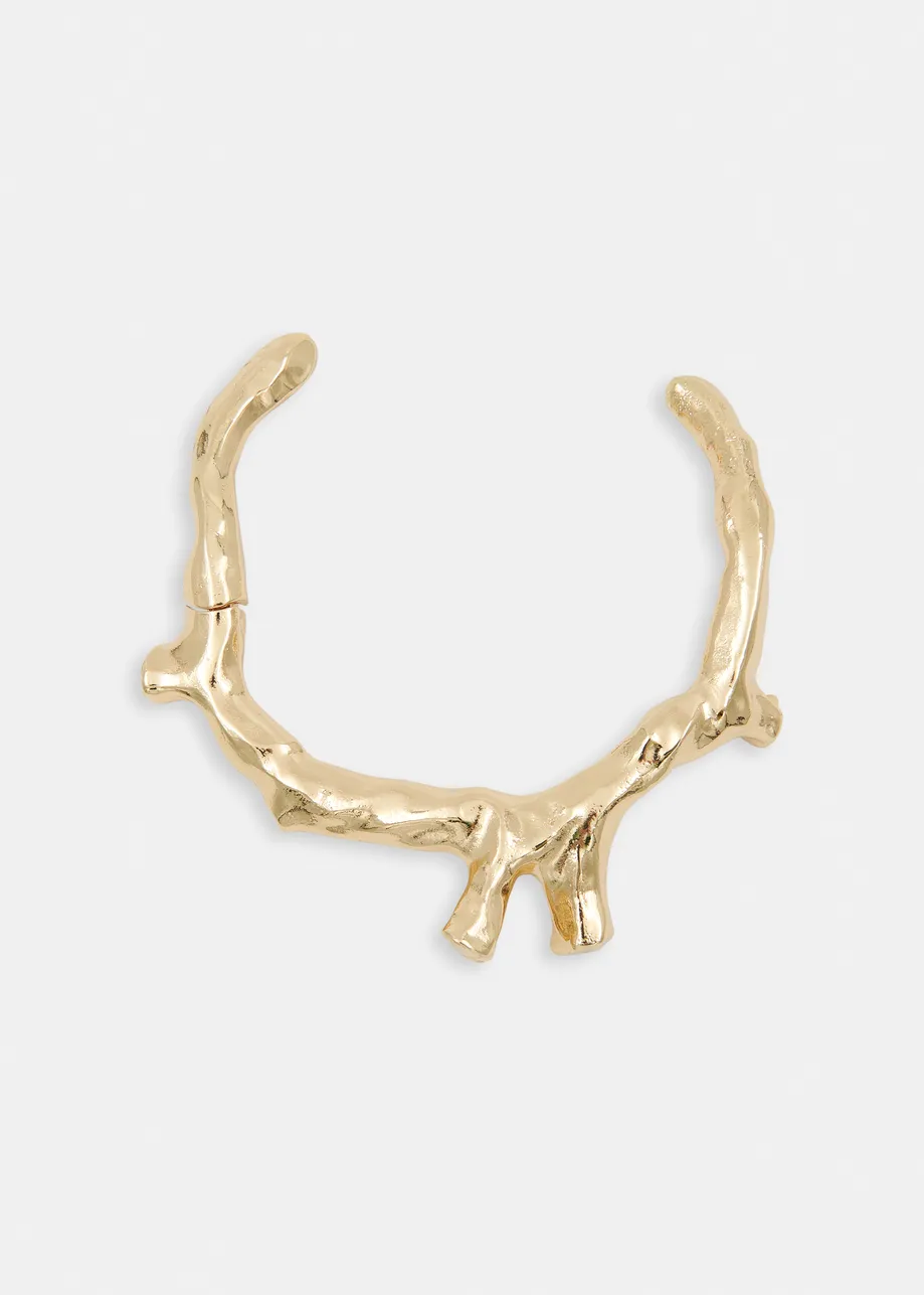 Gold-tone sculptural collar necklace