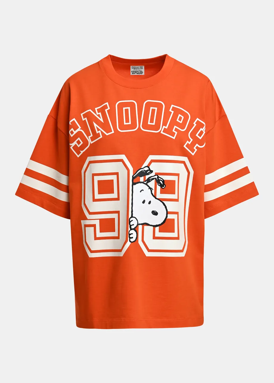 Orange T-shirt with Peanuts™ Snoopy print and white text