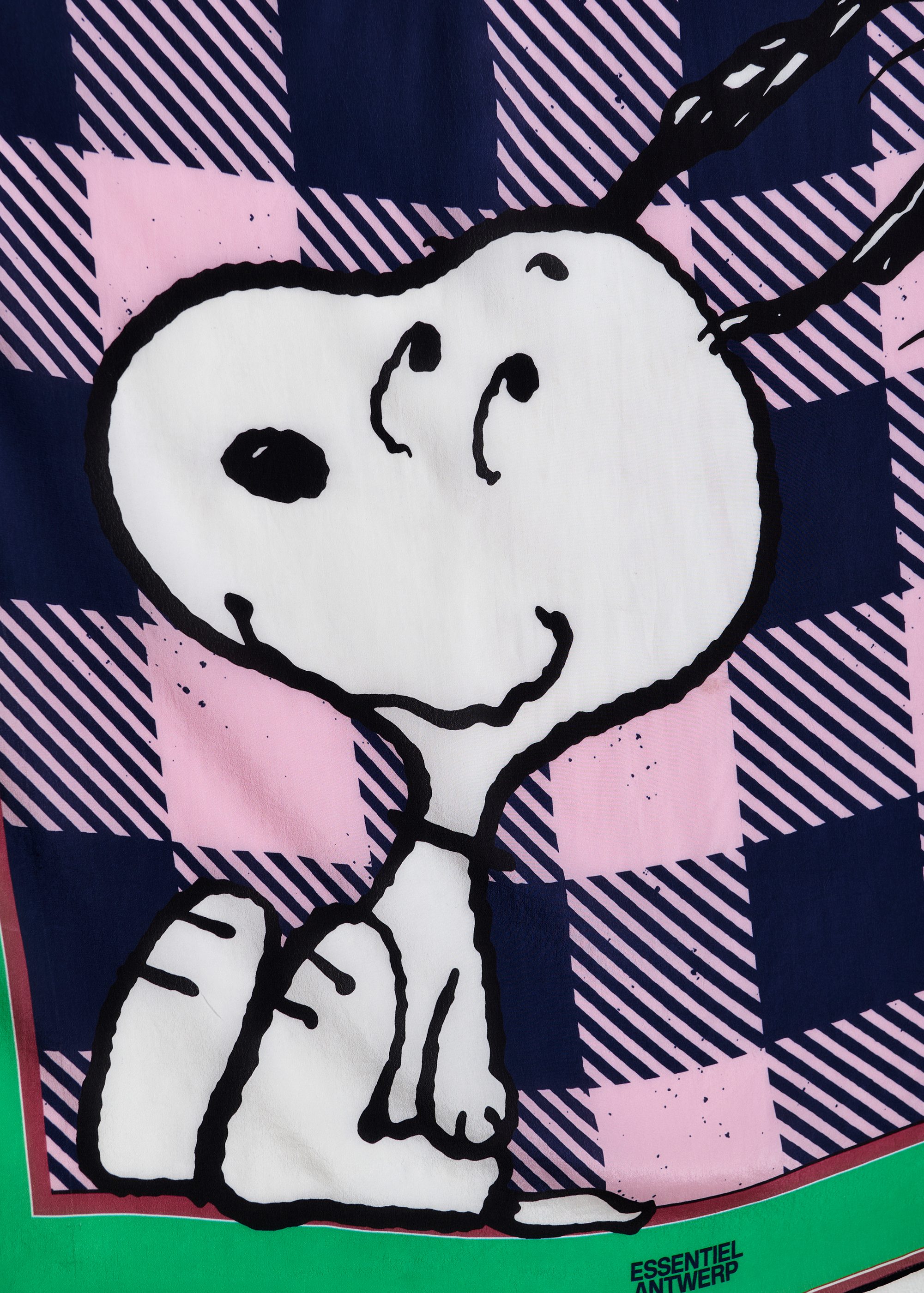 Pink, green and navy Peanuts™ Snoopy check-print scarf | Essentiel