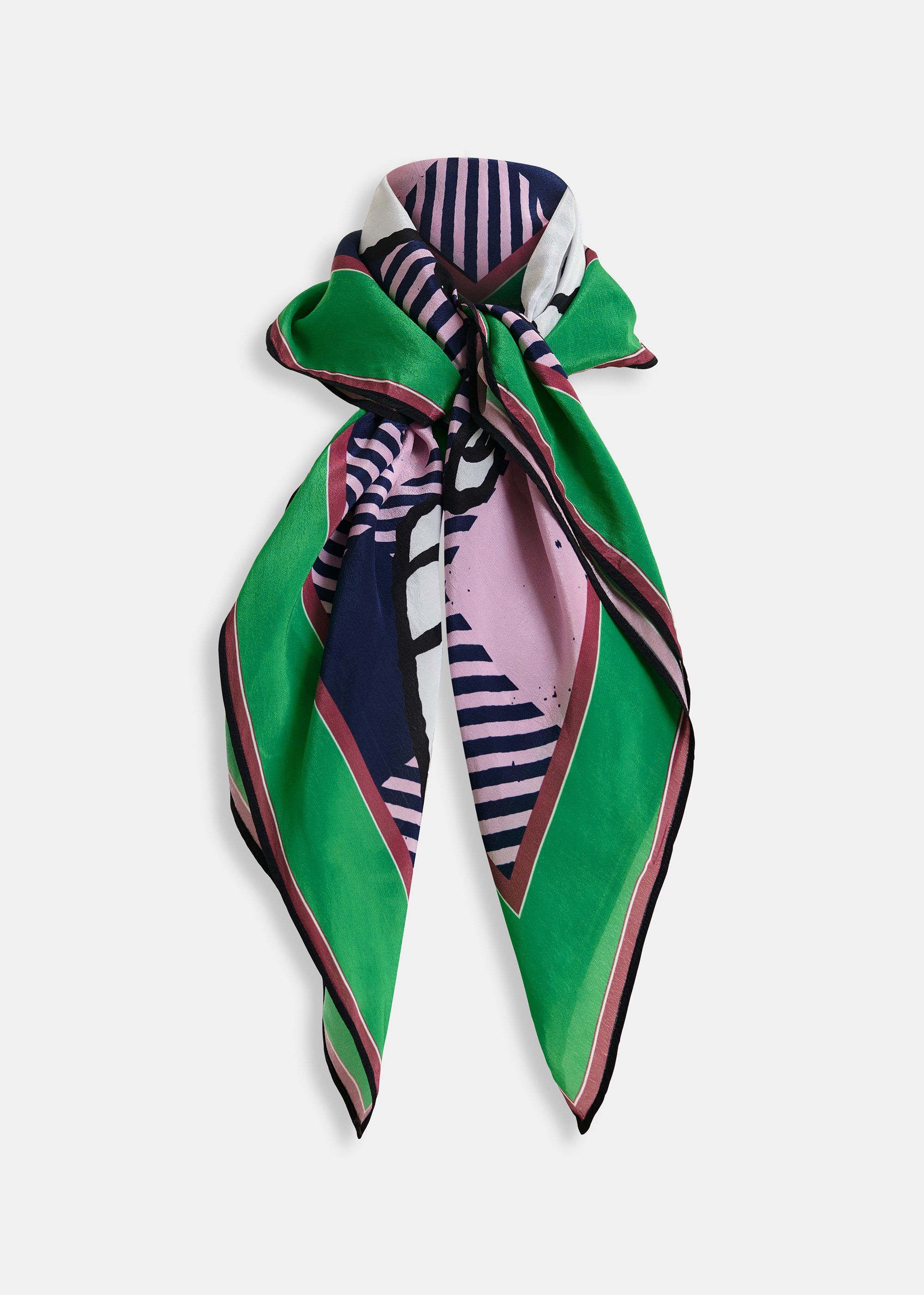 小物 PEANUTS for TheThreeRobbers SQUARE SCARF Pink, green and navy Peanuts™ Snoopy check-print scarf | Essentiel