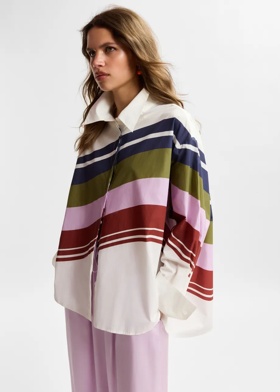 Gebroken wit en veelkleurig overhemd met strepenprint