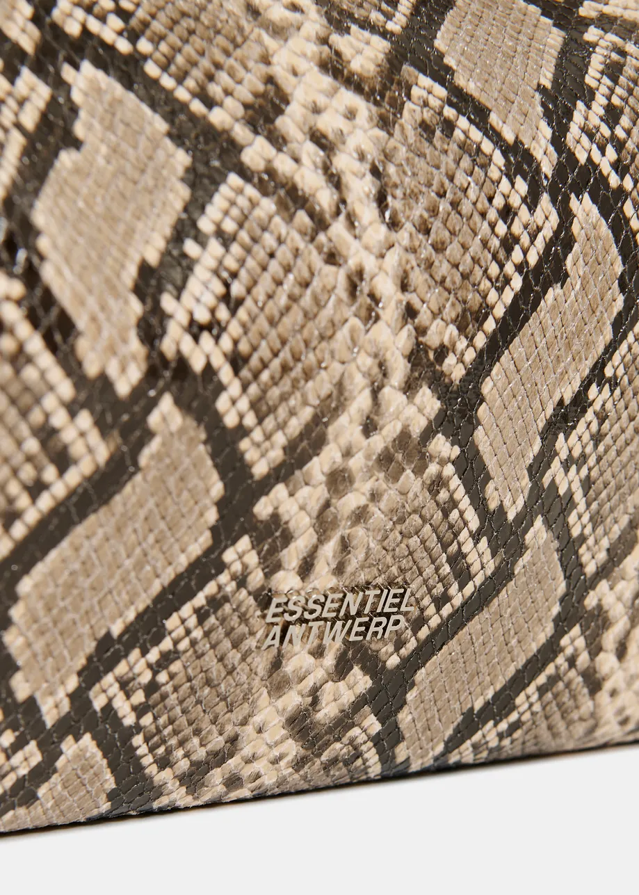 Cabas luisant à imprimé brun et noir