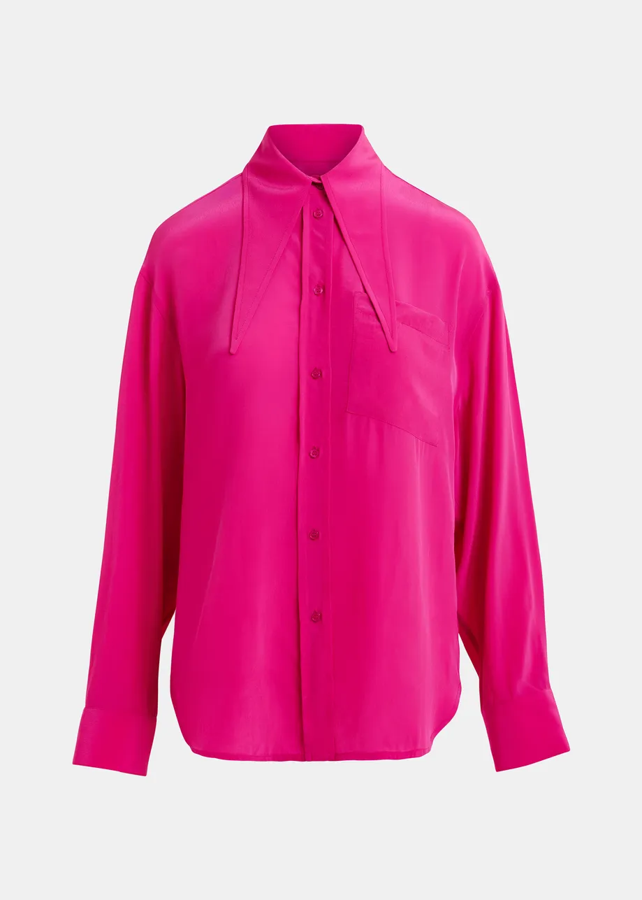 Pink oversized tie-collar shirt