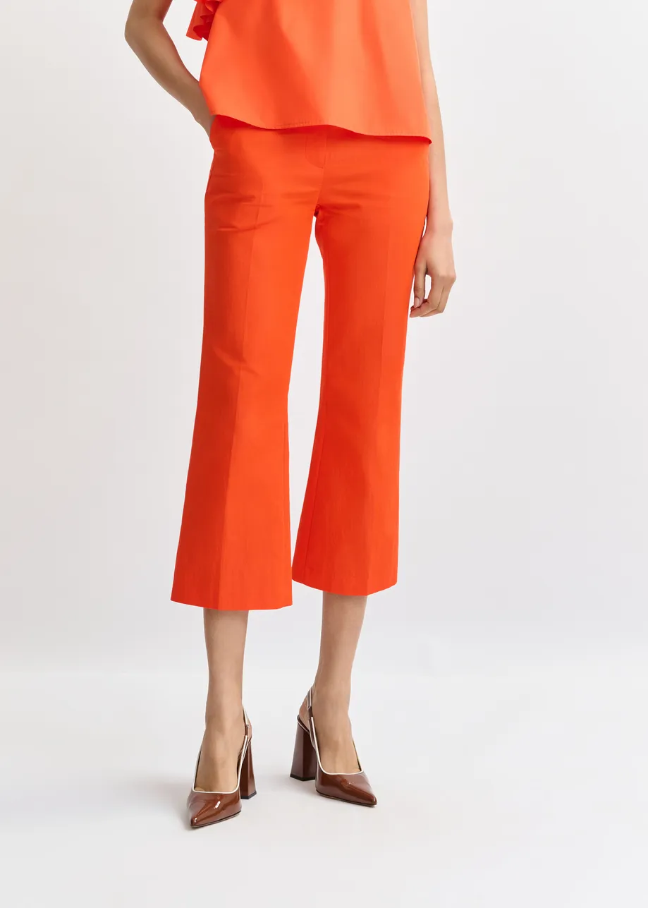 Red cropped flared pants