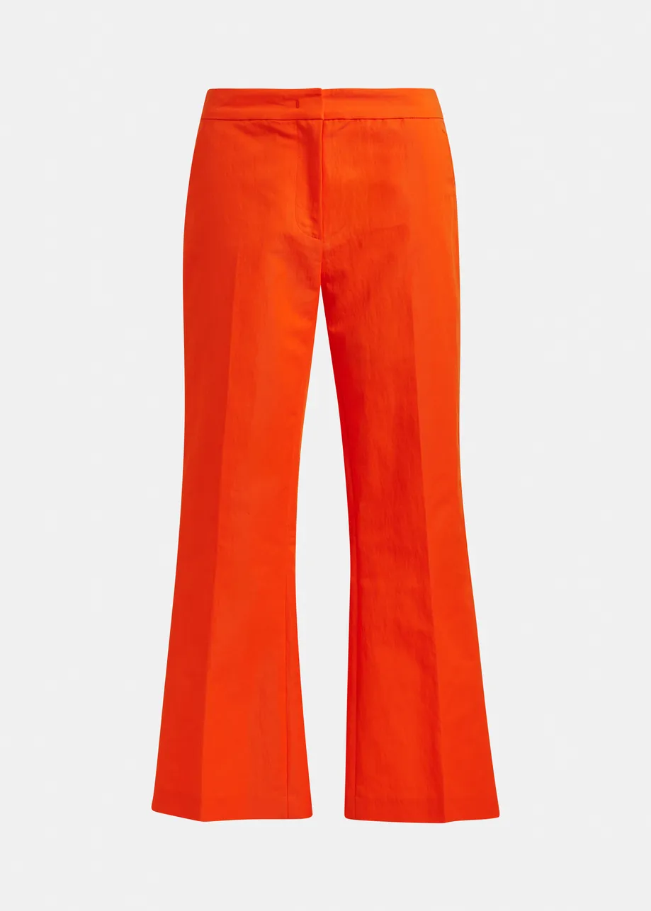 Red cropped flared pants