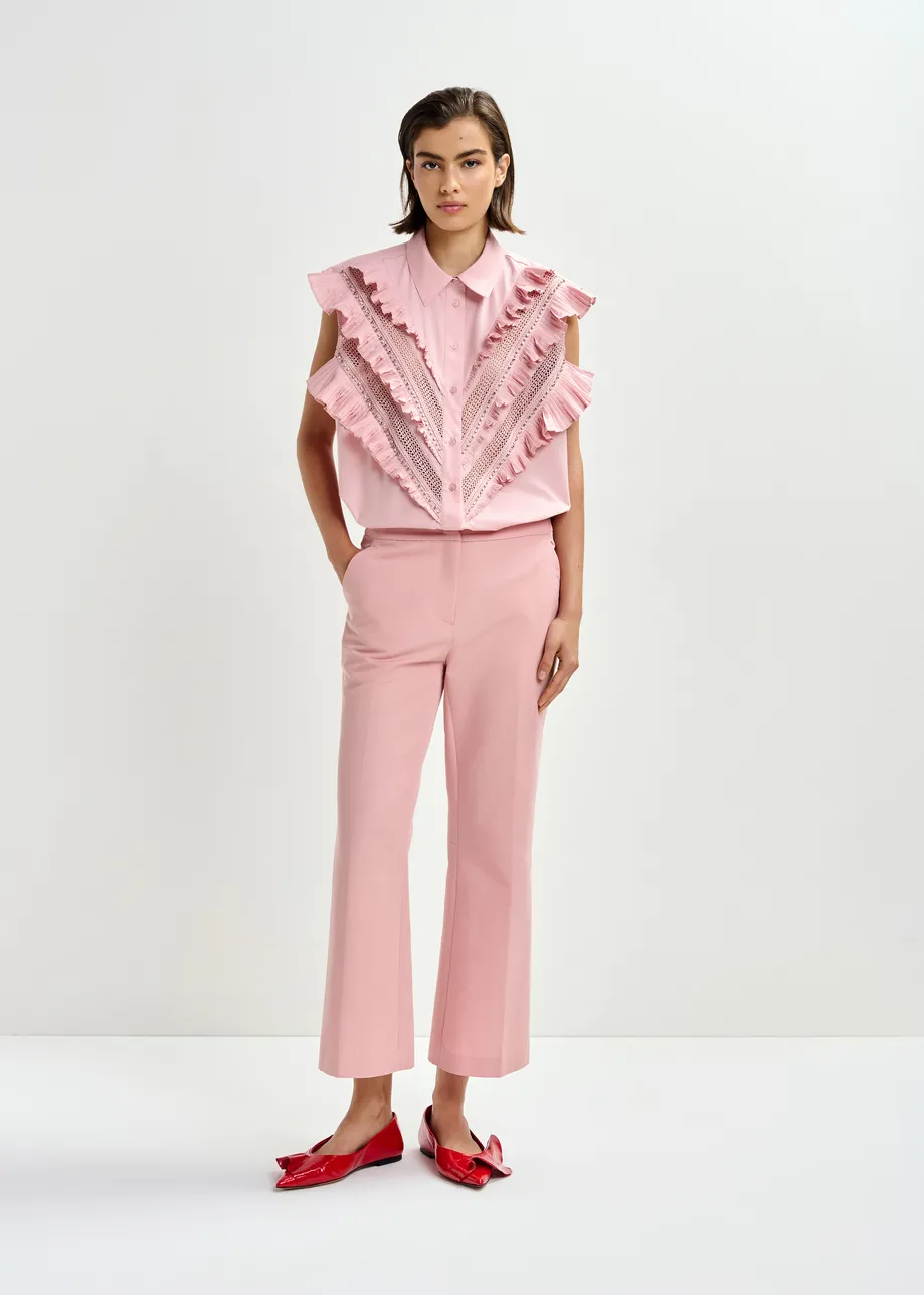 Light pink cropped flared pants