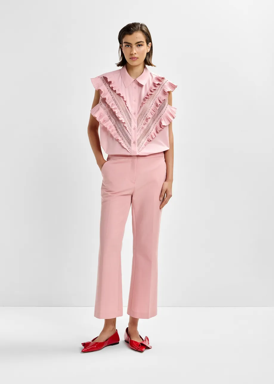 Light pink cropped flared pants