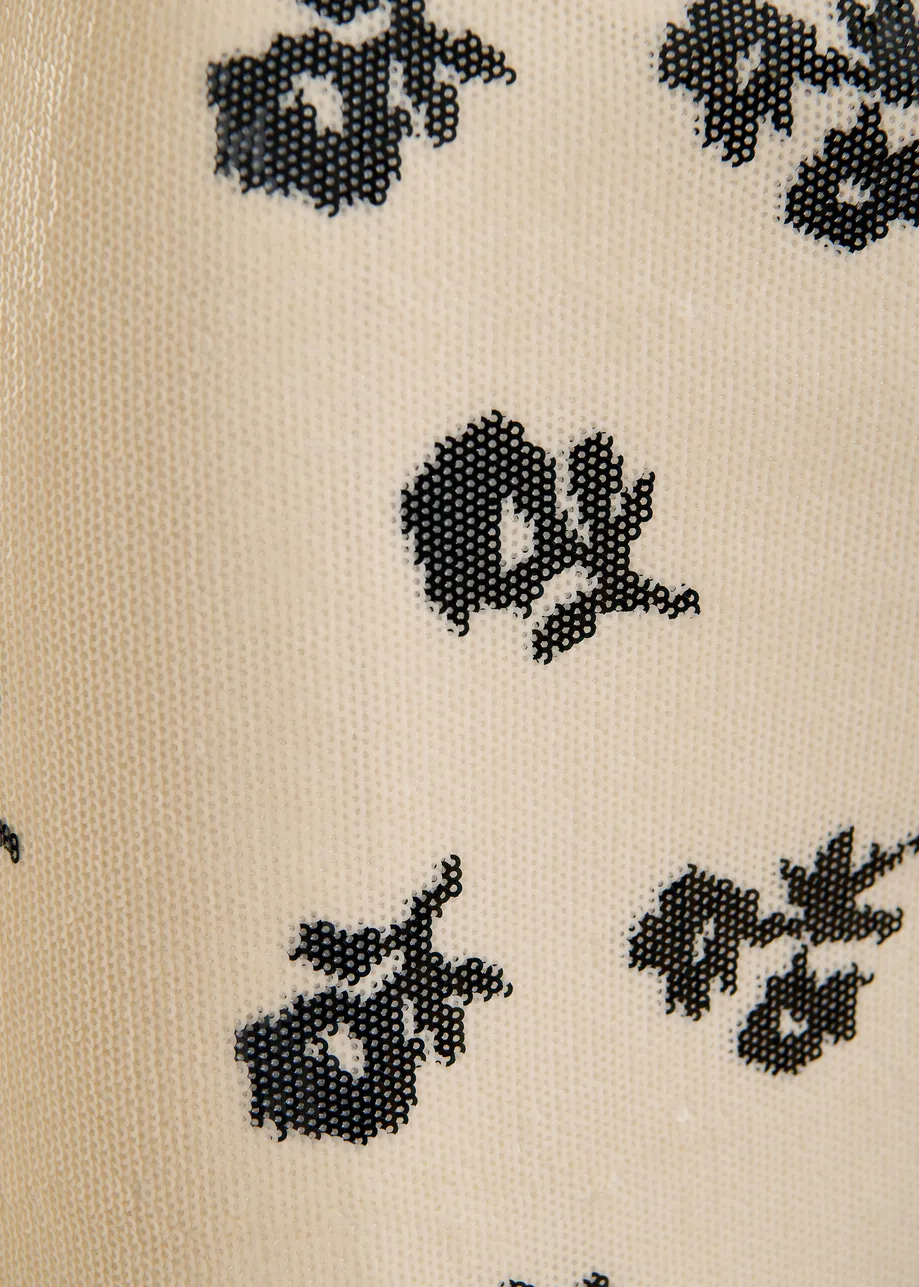 Off-white and black sequin-embellished pencil skirt