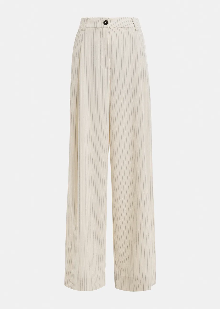 Off-white and black striped wide-leg pants
