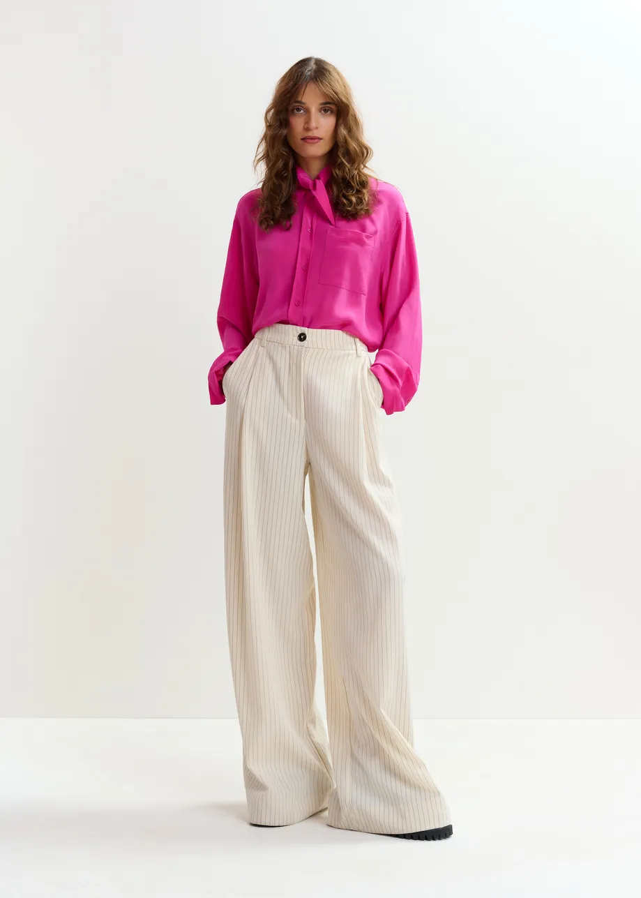 Off-white and black striped wide-leg pants