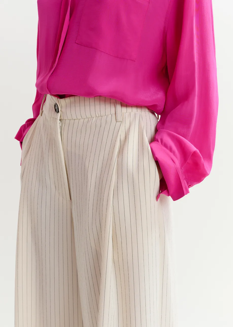 Off-white and black striped wide-leg pants