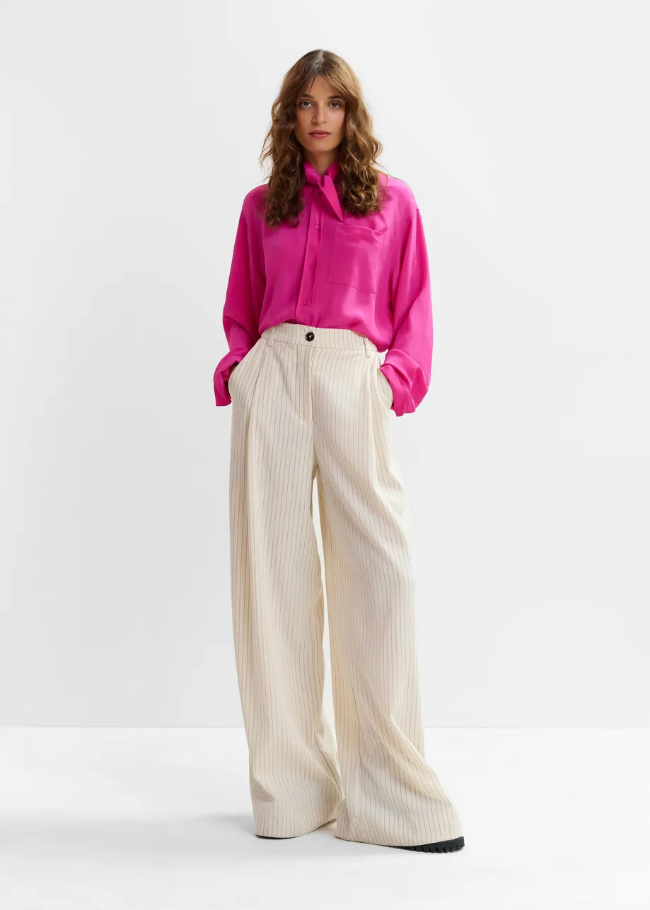 Off-white and black striped wide-leg pants