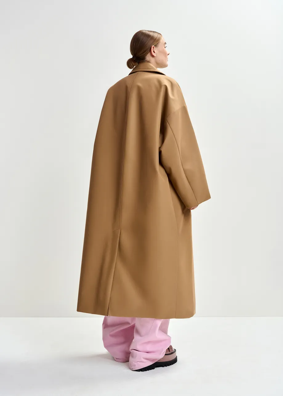 Bruine oversized trenchcoat met merklabel