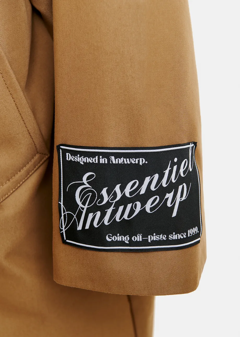 Bruine oversized trenchcoat met merklabel