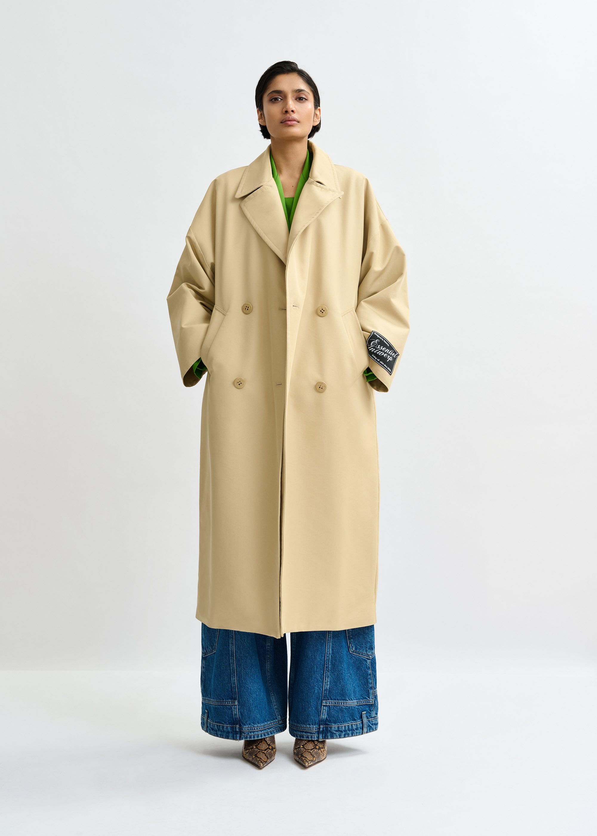 Light beige oversized trenchcoat | Essentiel Antwerp United States