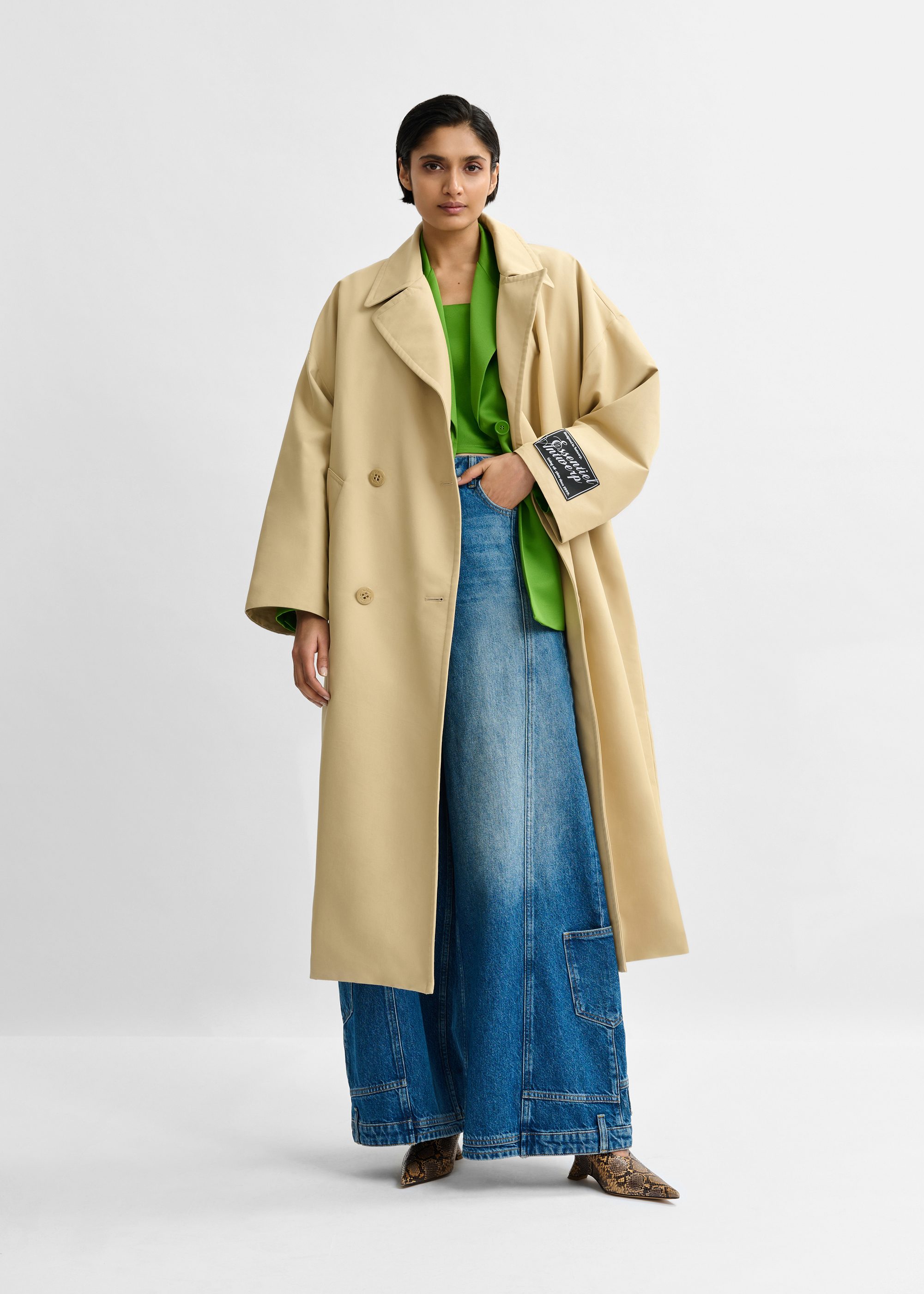Light beige oversized trenchcoat | Essentiel Antwerp United States