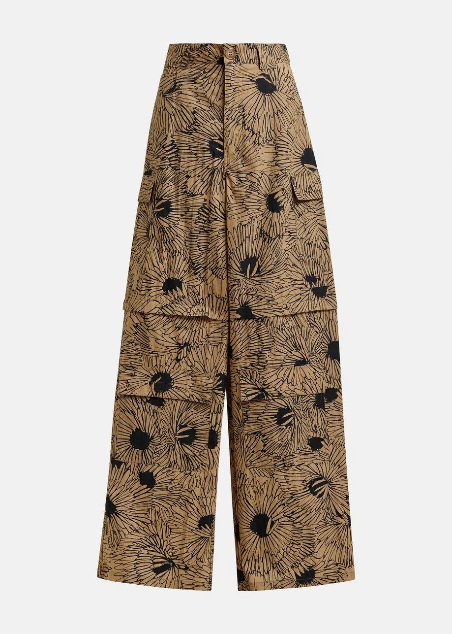 Pantalones cargo con solapas en mezcla de algodón, marrón claro y negro