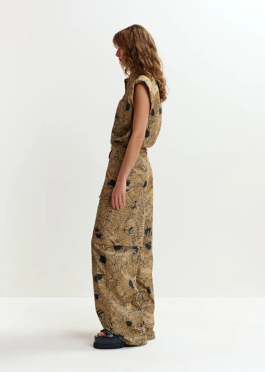 Pantalones cargo con solapas en mezcla de algodón, marrón claro y negro