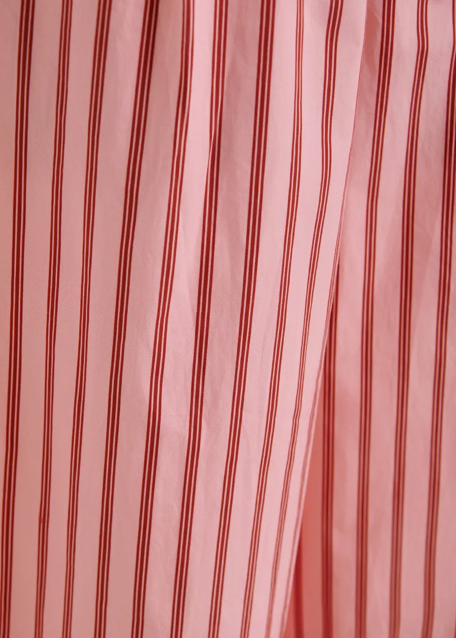 Pantalon large en coton à rayures rose et rouge